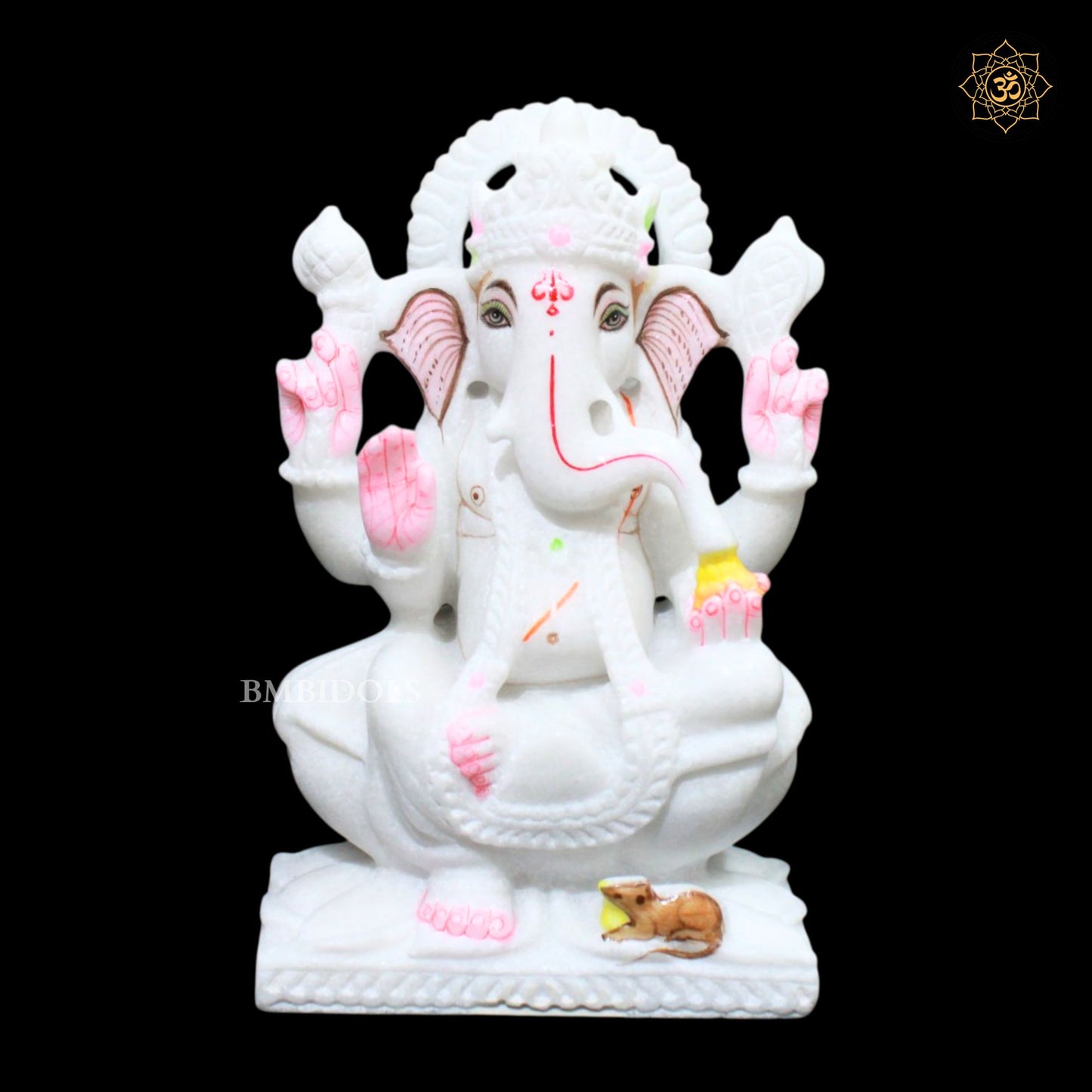 Ganesh Lakshmi Saraswati Marble Murti for Homes and Temples in 9inch