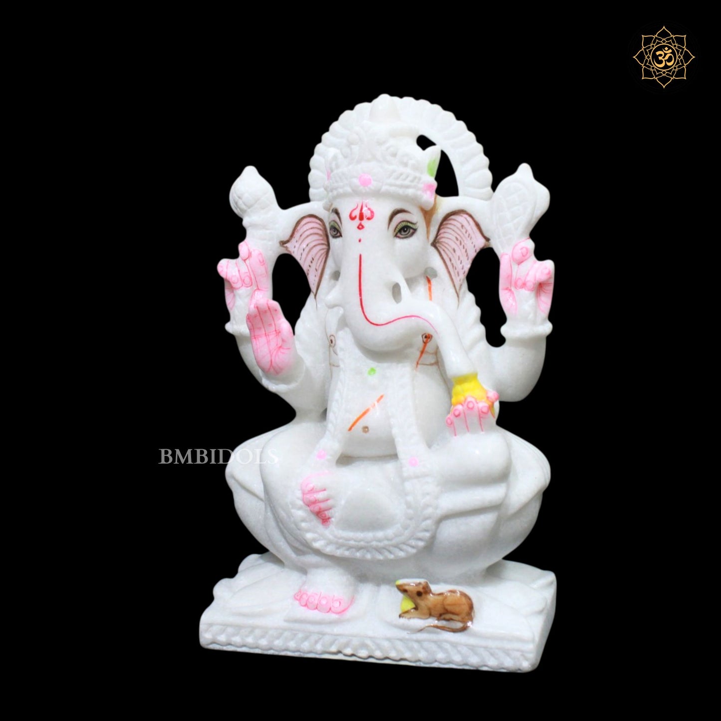 Ganesh Lakshmi Saraswati Marble Murti for Homes and Temples in 9inch