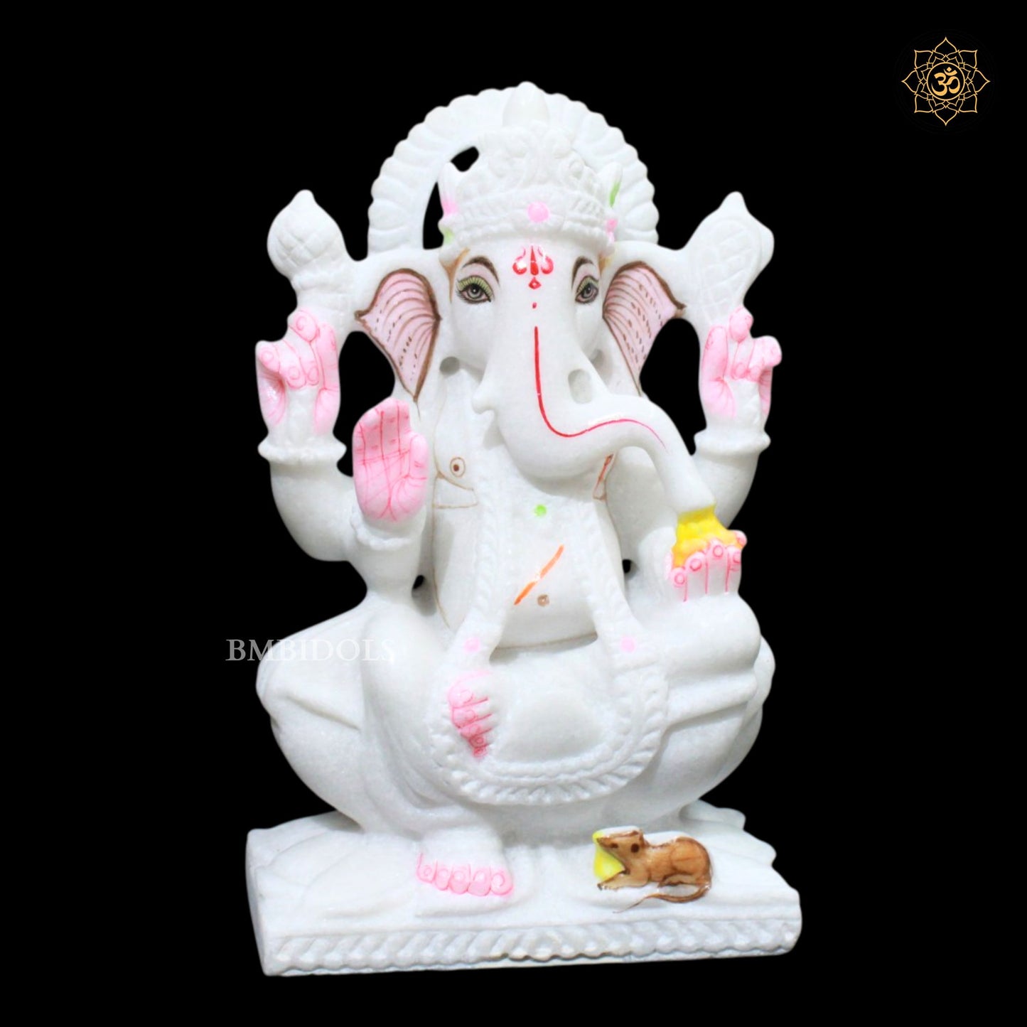 Ganesh Lakshmi Saraswati Marble Murti for Homes and Temples in 9inch