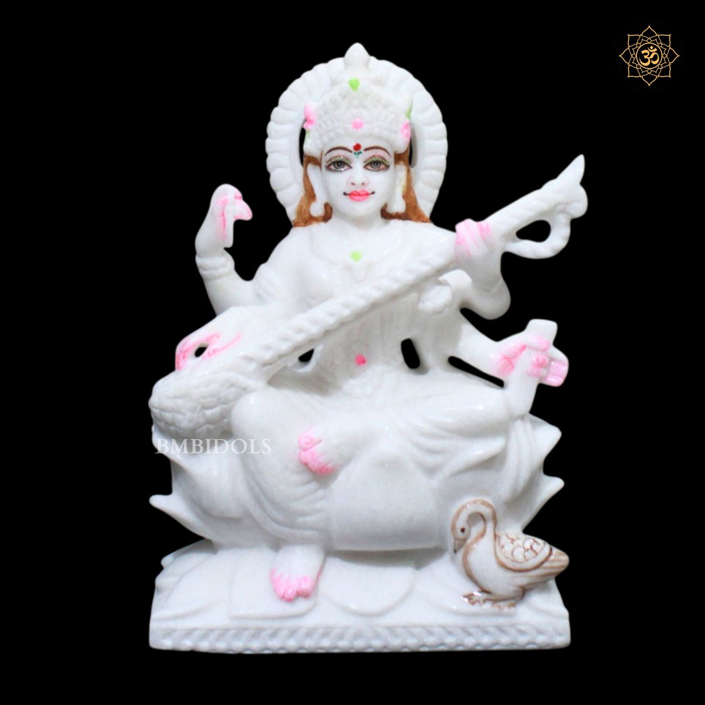 Ganesh Lakshmi Saraswati Marble Murti for Homes and Temples in 9inch