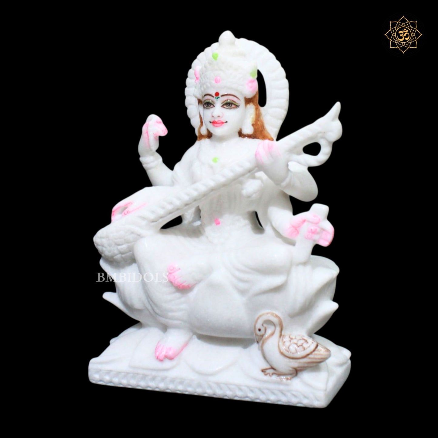 Ganesh Lakshmi Saraswati Marble Murti for Homes and Temples in 9inch