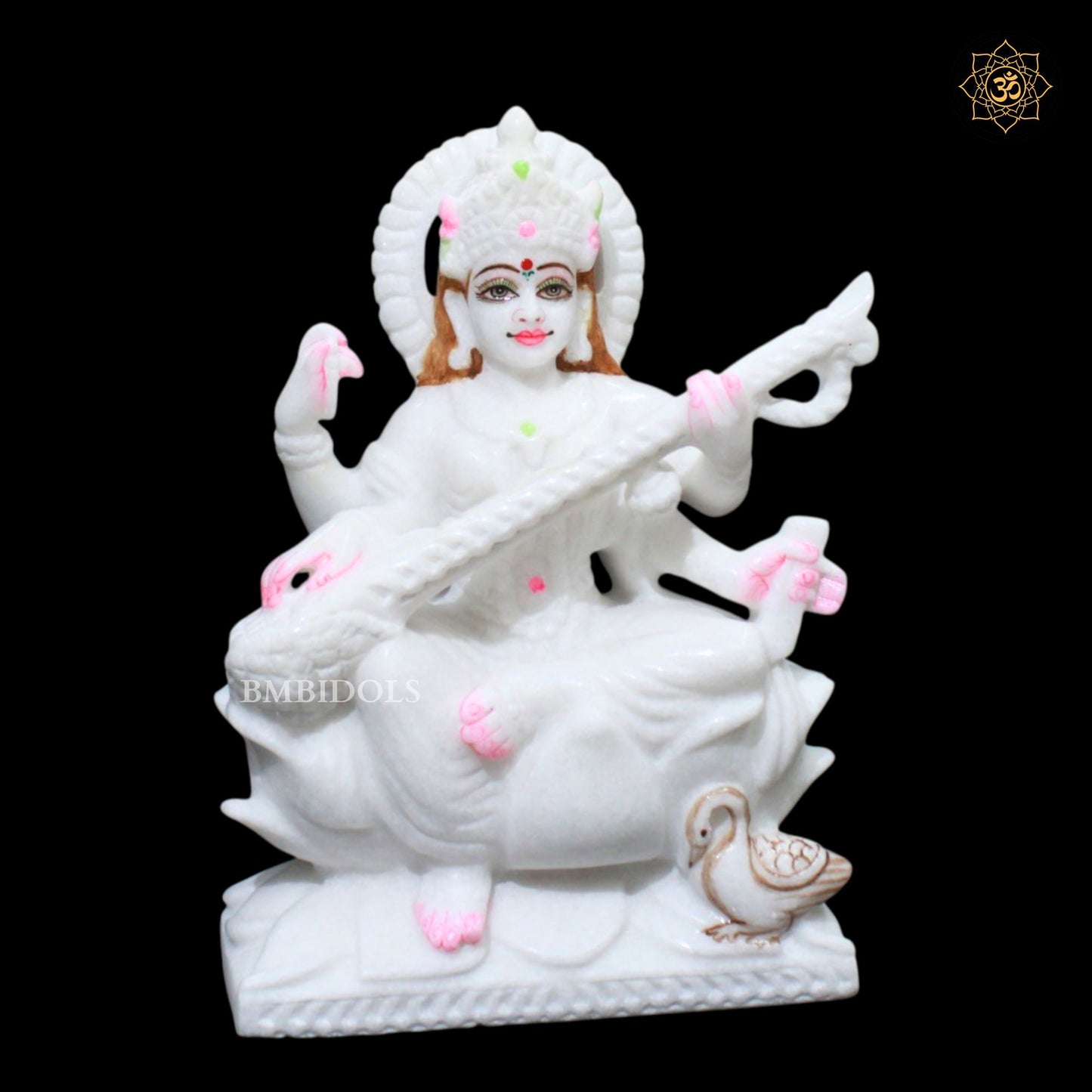Ganesh Lakshmi Saraswati Marble Murti for Homes and Temples in 9inch
