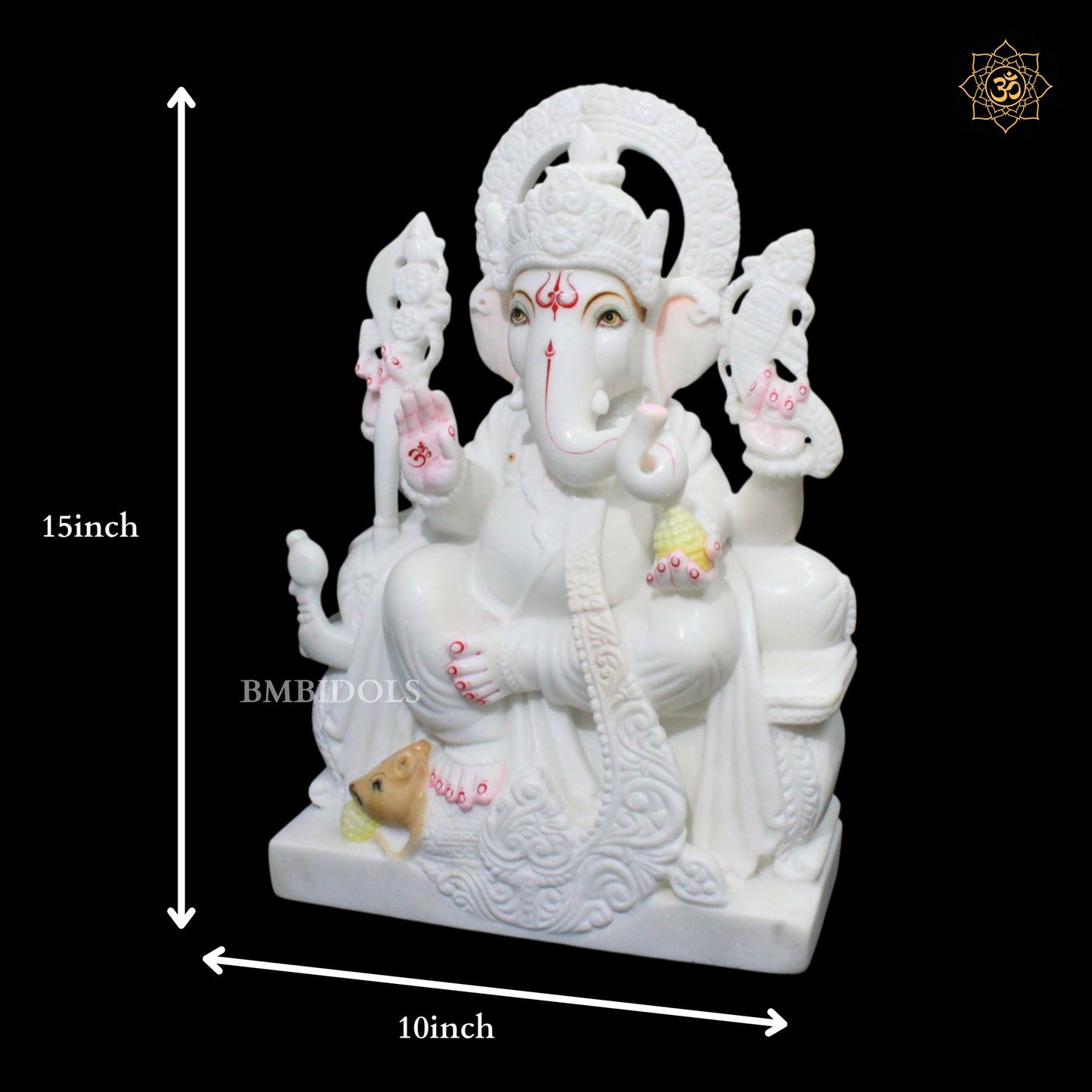 18inch Antique Ganesh Marble Murti with Special Design