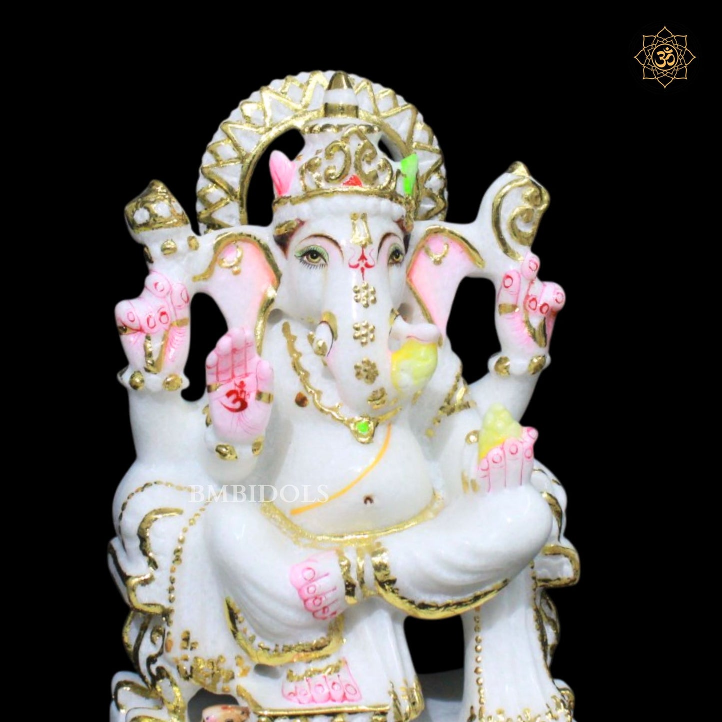 9inch Ganesh Bhagwan Marble Murti in Makrana Marble