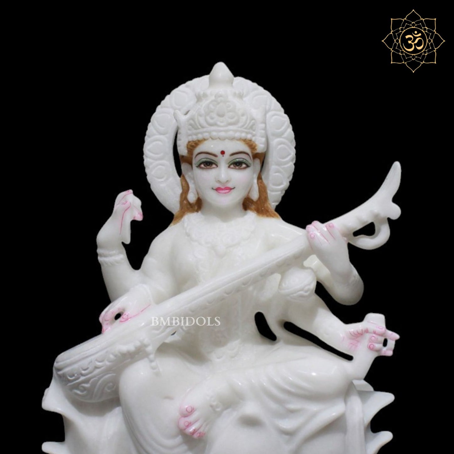 Saraswati Maa Marble Murti for Homes and Temples in 12inches