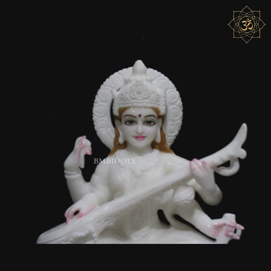 Saraswati Maa Marble Murti for Homes and Temples in 12inches