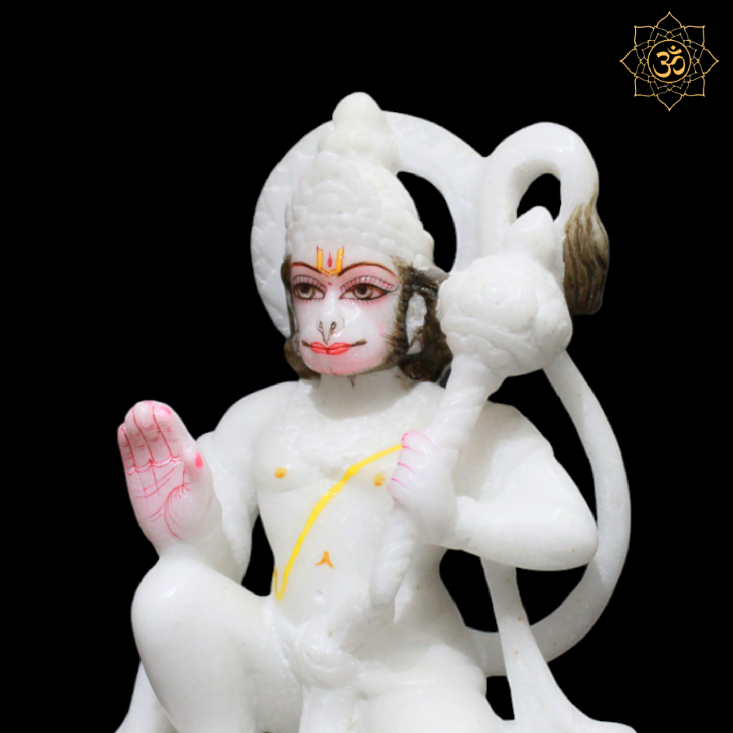 Small Marble Hanuman Murti for Home Temple in 6-inch