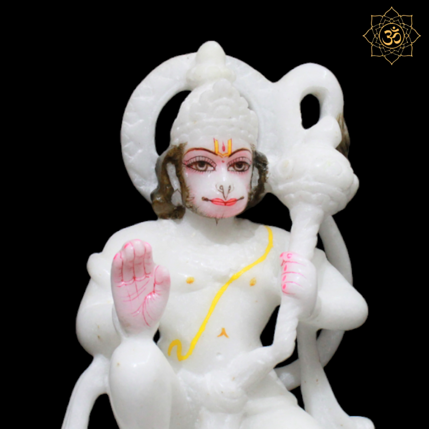 Small Marble Hanuman Murti for Home Temple in 6-inch