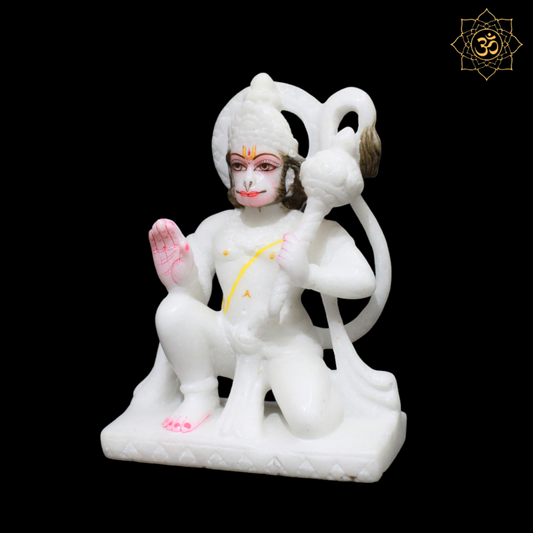 Small Marble Hanuman Murti for Home Temple in 6-inch