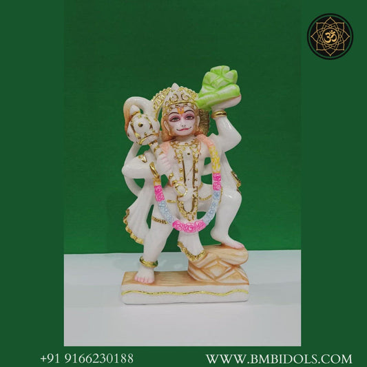 Marble Hanuman Statue made in Makrana Marble in 12inches