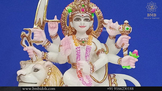 Marble Durga Mata Statue made in Natural White marble in 9inches