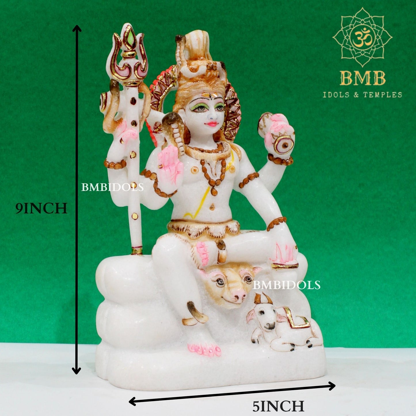 Marble Shiva Murti in Makrana Marble in 9inch for Home & Temples