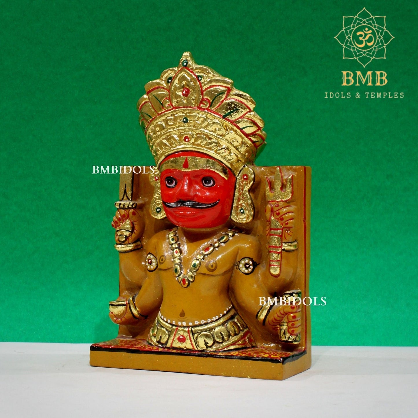 Sandstone Nakoda Bhairav Statue in 7inch for Home & Temples