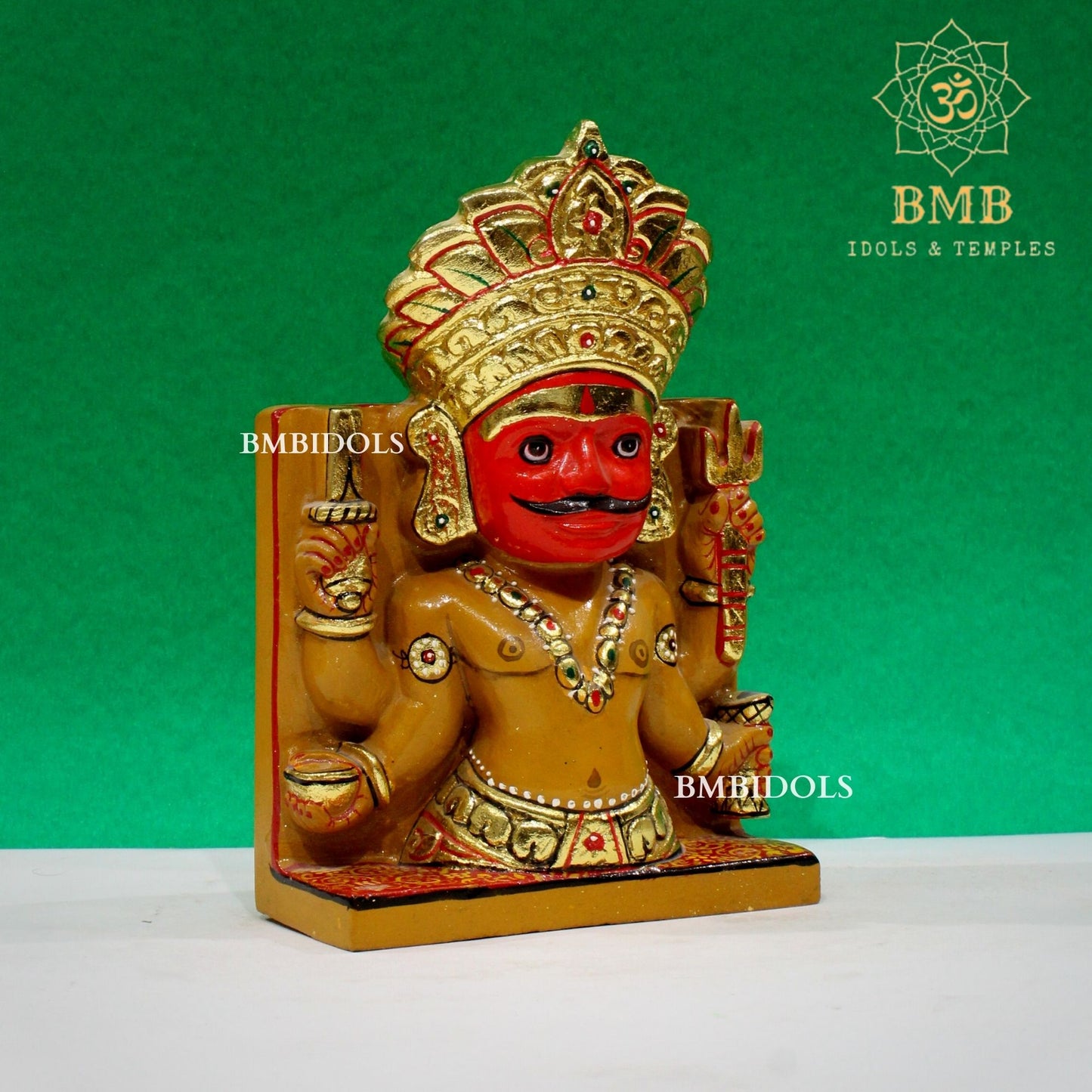 Sandstone Nakoda Bhairav Statue in 7inch for Home & Temples
