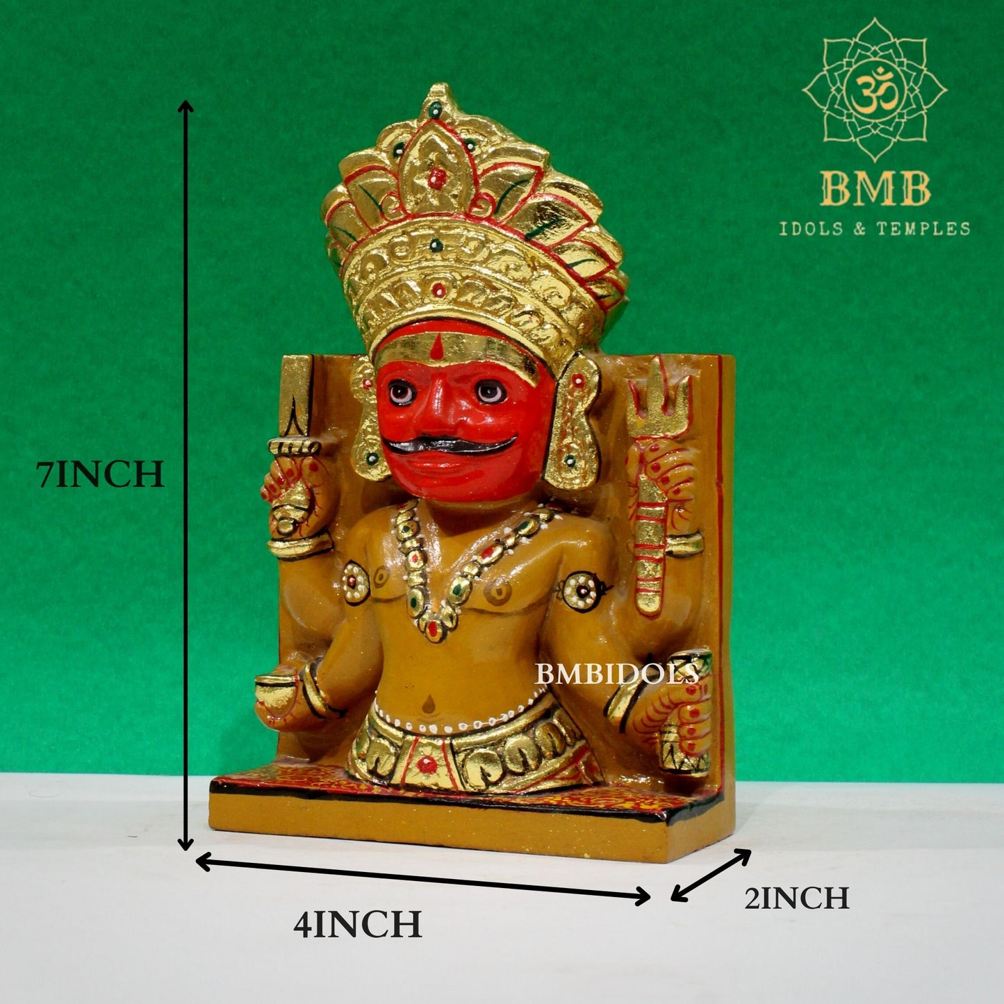 Sandstone Nakoda Bhairav Statue in 7inch for Home & Temples