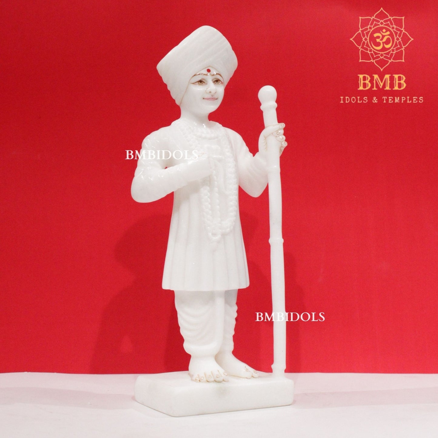 Marble Jalaram Bapa Murti in Standing Posture with Stick in 12inch