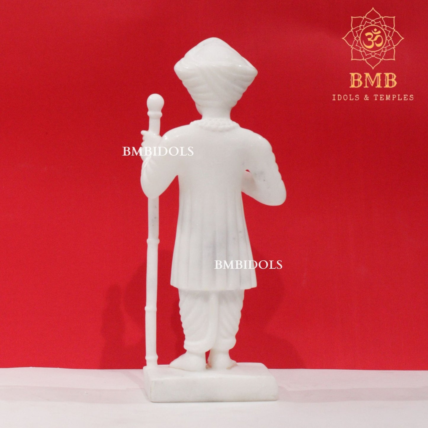 Marble Jalaram Bapa Murti in Standing Posture with Stick in 12inch