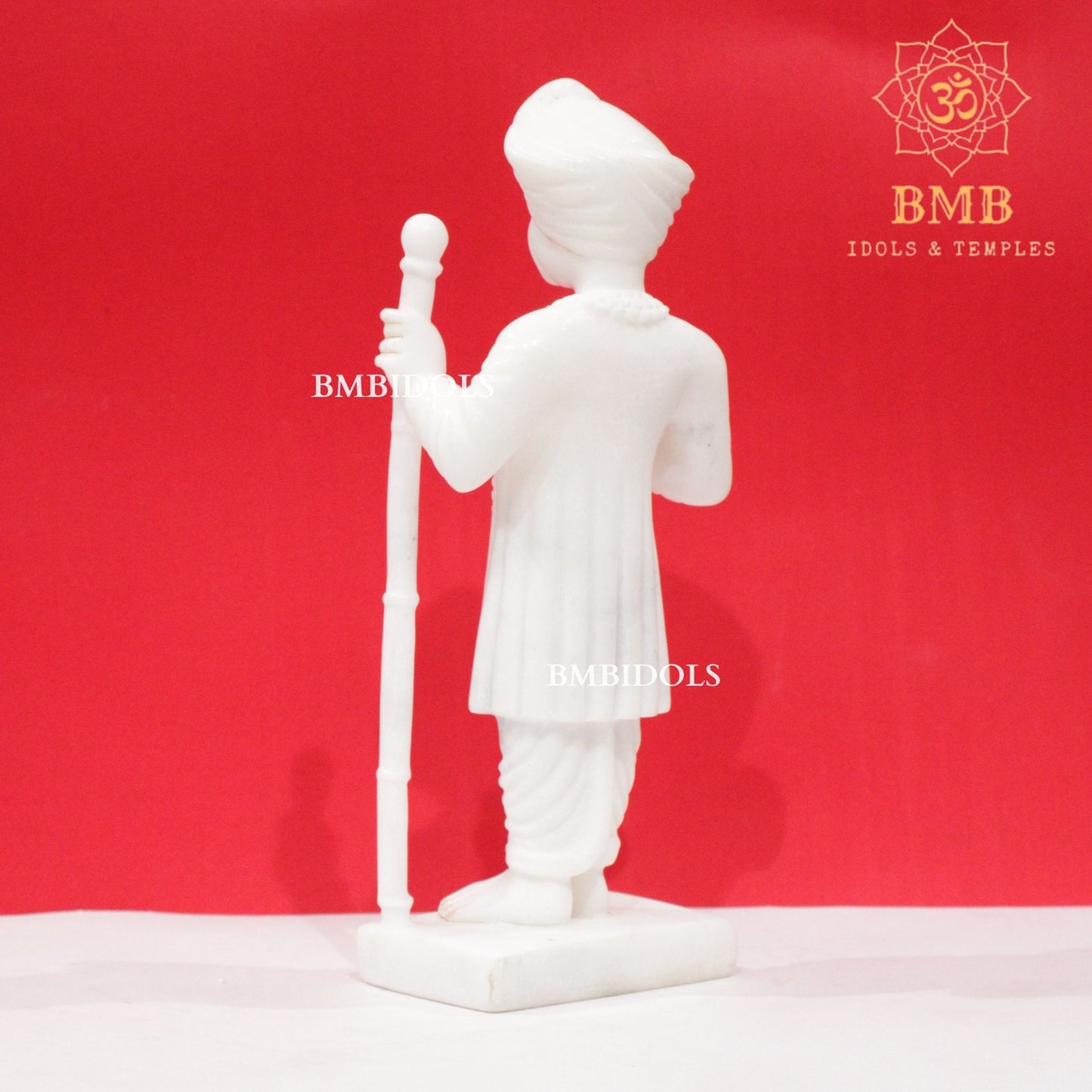 Marble Jalaram Bapa Murti in Standing Posture with Stick in 12inch