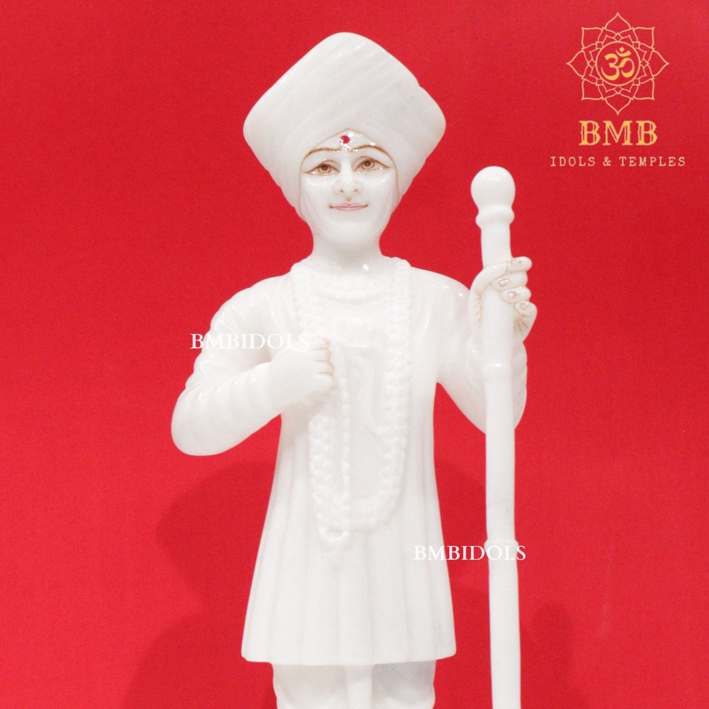 Marble Jalaram Bapa Murti in Standing Posture with Stick in 12inch