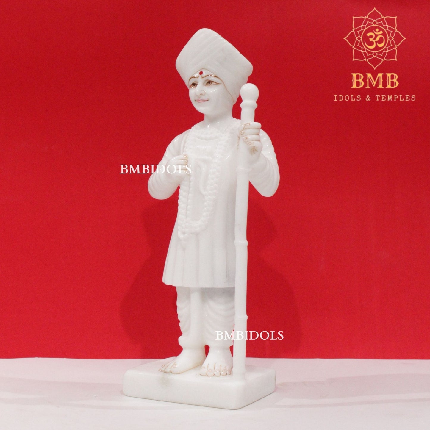 Marble Jalaram Bapa Murti in Standing Posture with Stick in 12inch