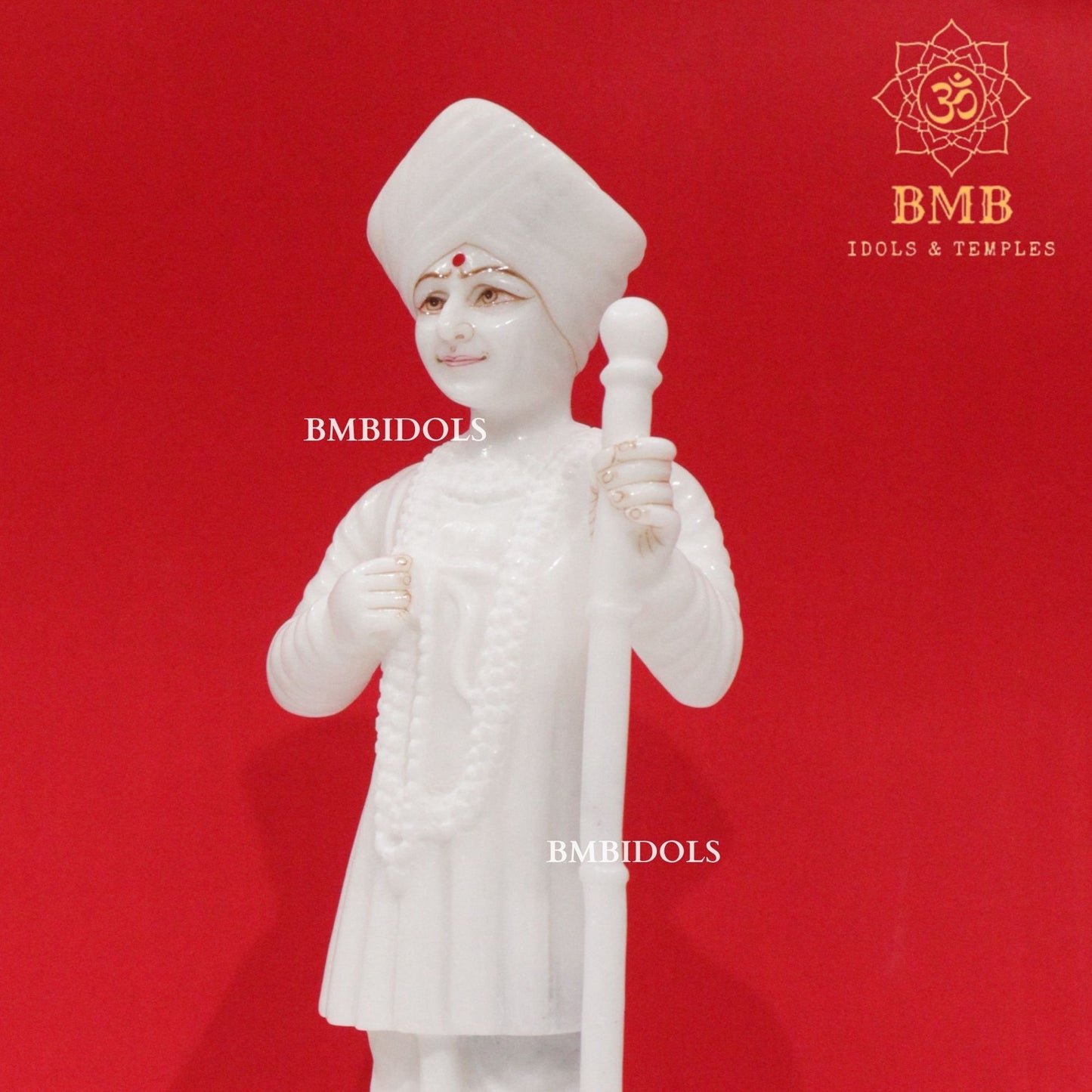 Marble Jalaram Bapa Murti in Standing Posture with Stick in 12inch