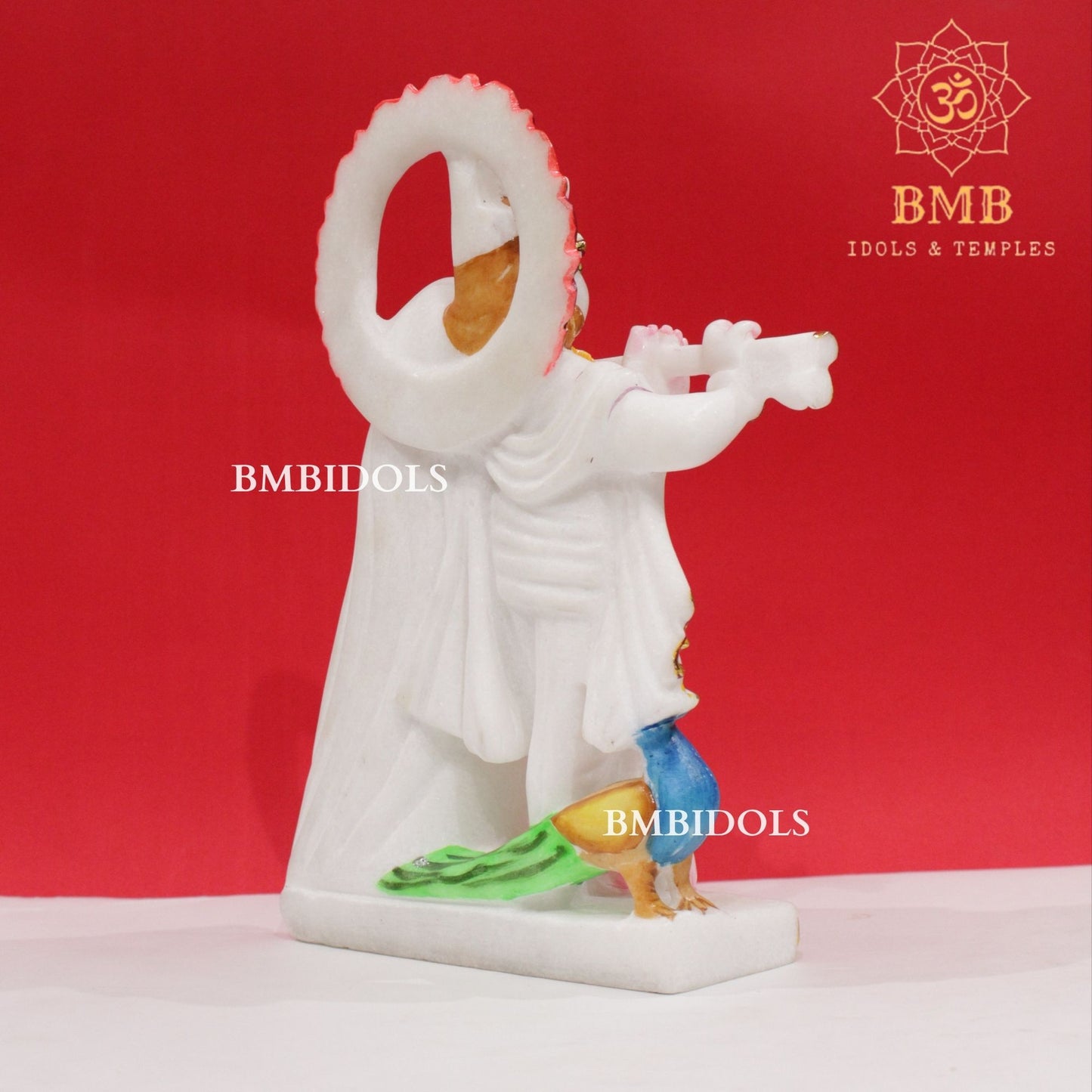 Marble Jugal Radha Krishna Statue in 12inches with flute