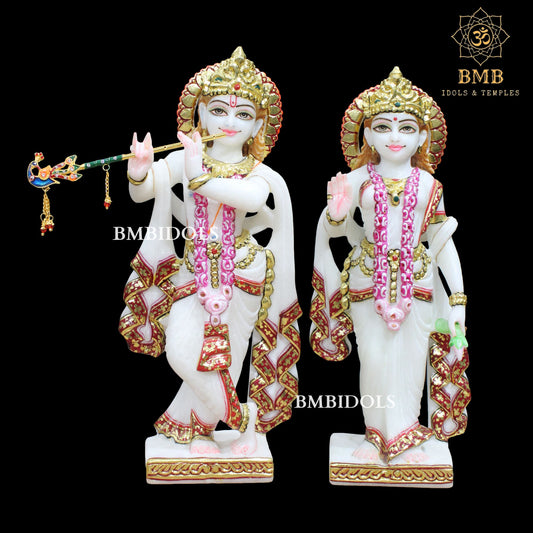 Marble Radha Krishna Murti with Doble Palla in Makrana Marble