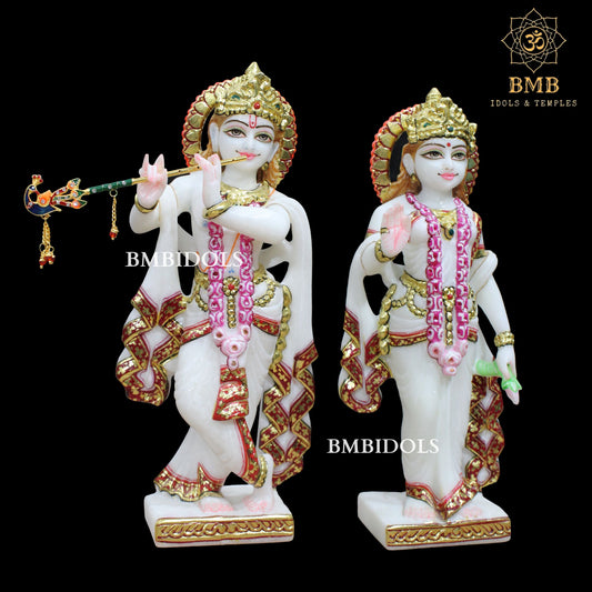 Marble Radha Krishna Murti with Doble Palla in Makrana Marble