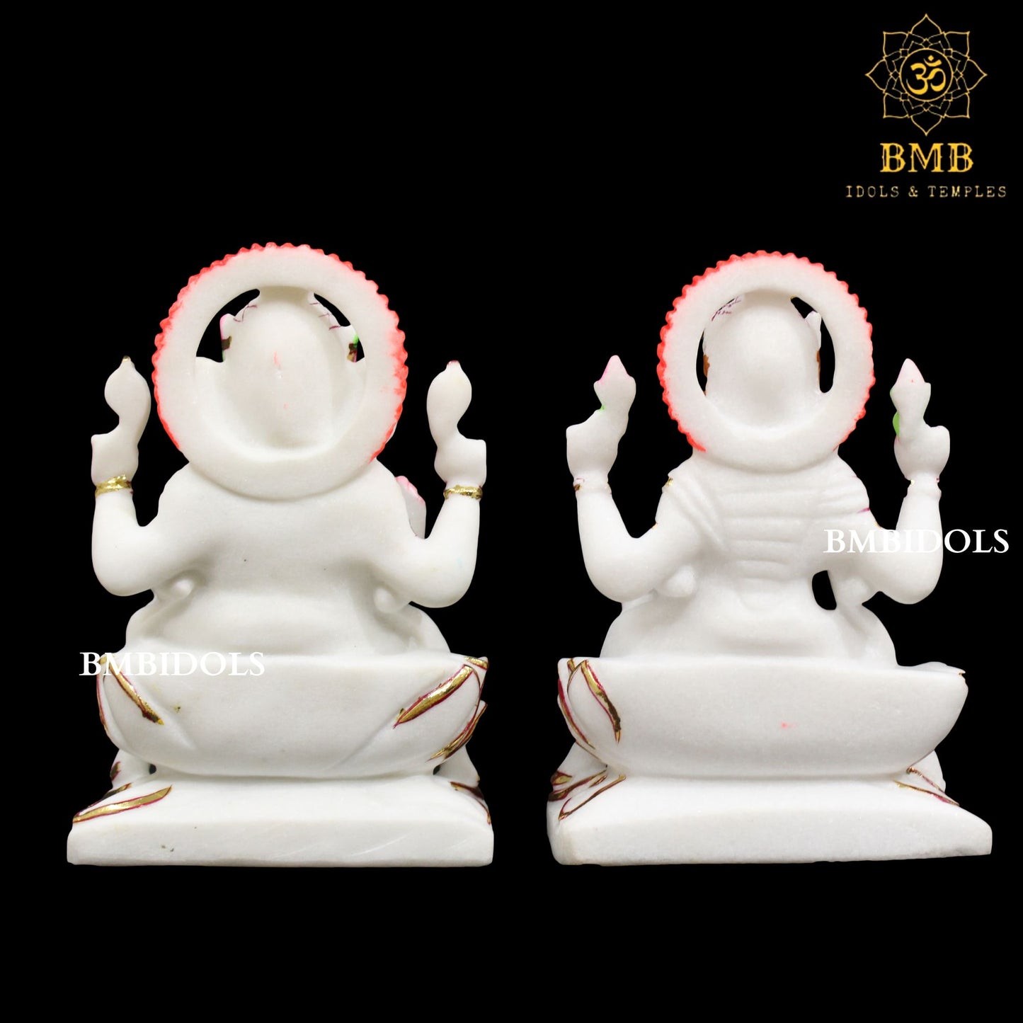 Marble Ganesh Lakshmi Statue in Makrana Marble in 9inches