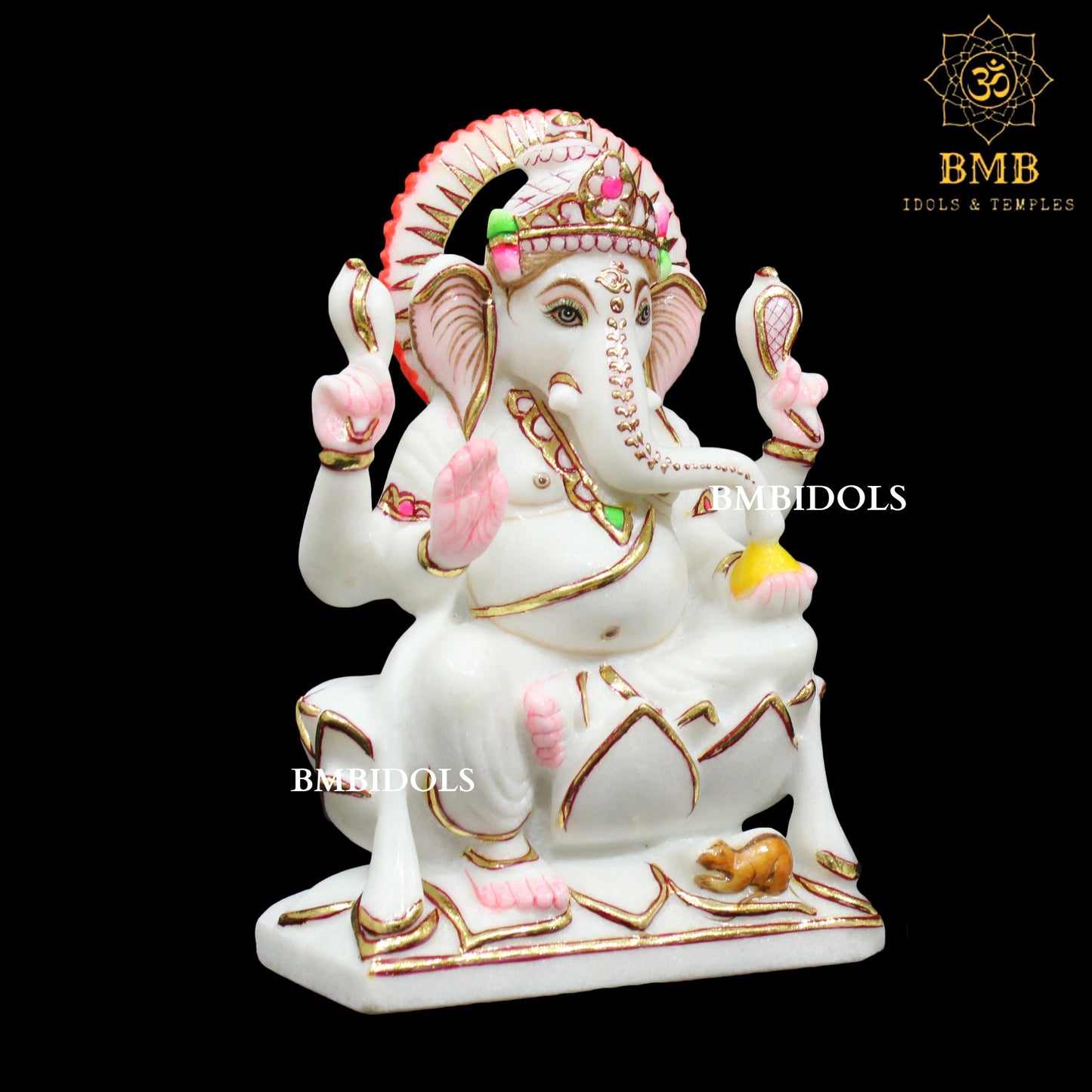 Marble Ganesh Lakshmi Statue in Makrana Marble in 9inches