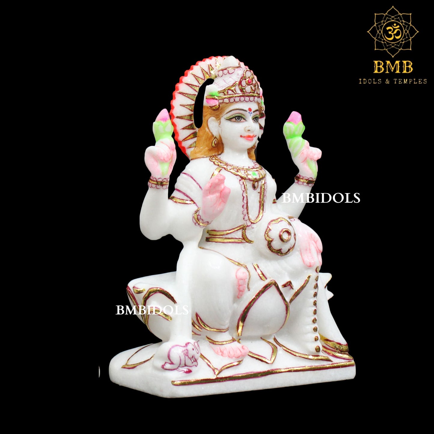 Marble Ganesh Lakshmi Statue in Makrana Marble in 9inches