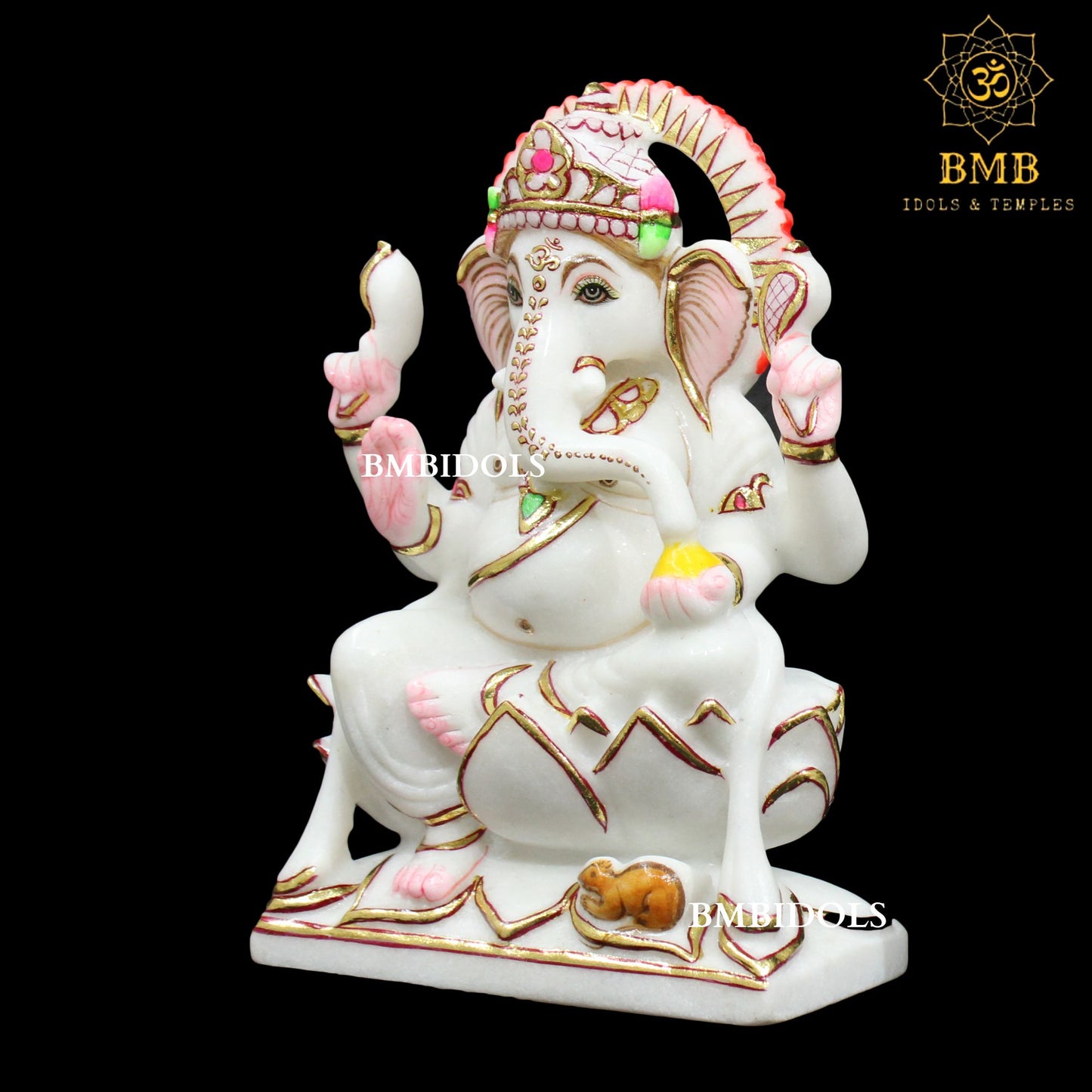 Marble Ganesh Lakshmi Statue in Makrana Marble in 9inches