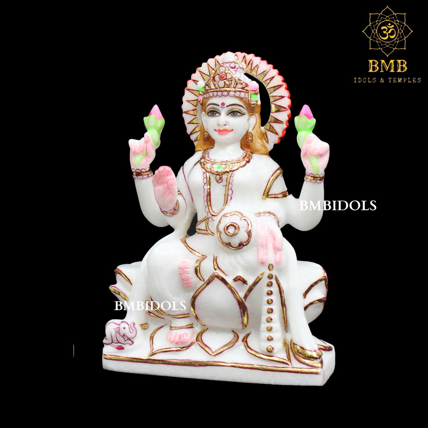 Marble Ganesh Lakshmi Statue in Makrana Marble in 9inches