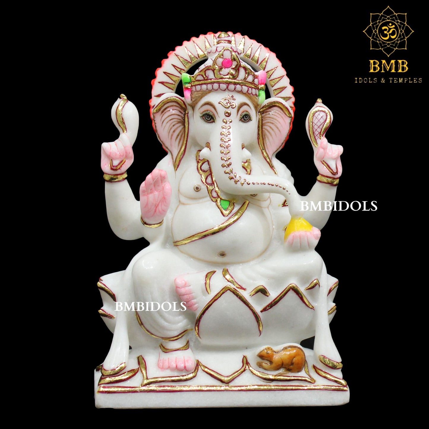 Marble Ganesh Lakshmi Statue in Makrana Marble in 9inches