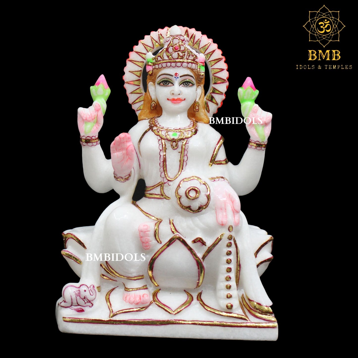 Marble Ganesh Lakshmi Statue in Makrana Marble in 9inches