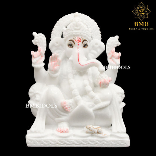 White Marble Ganesh Statue made in Vietnam Marble in 9inches