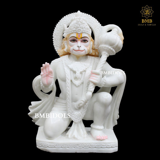 Marble Ashirwad Hanuman Statue made in Makrana Marble in 15inches