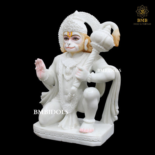 Marble Ashirwad Hanuman Statue made in Makrana Marble in 15inches