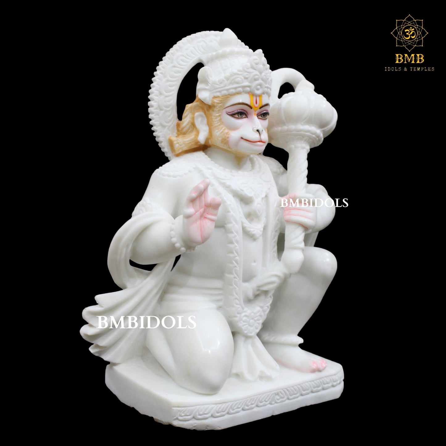 Marble Ashirwad Hanuman Statue made in Makrana Marble in 15inches