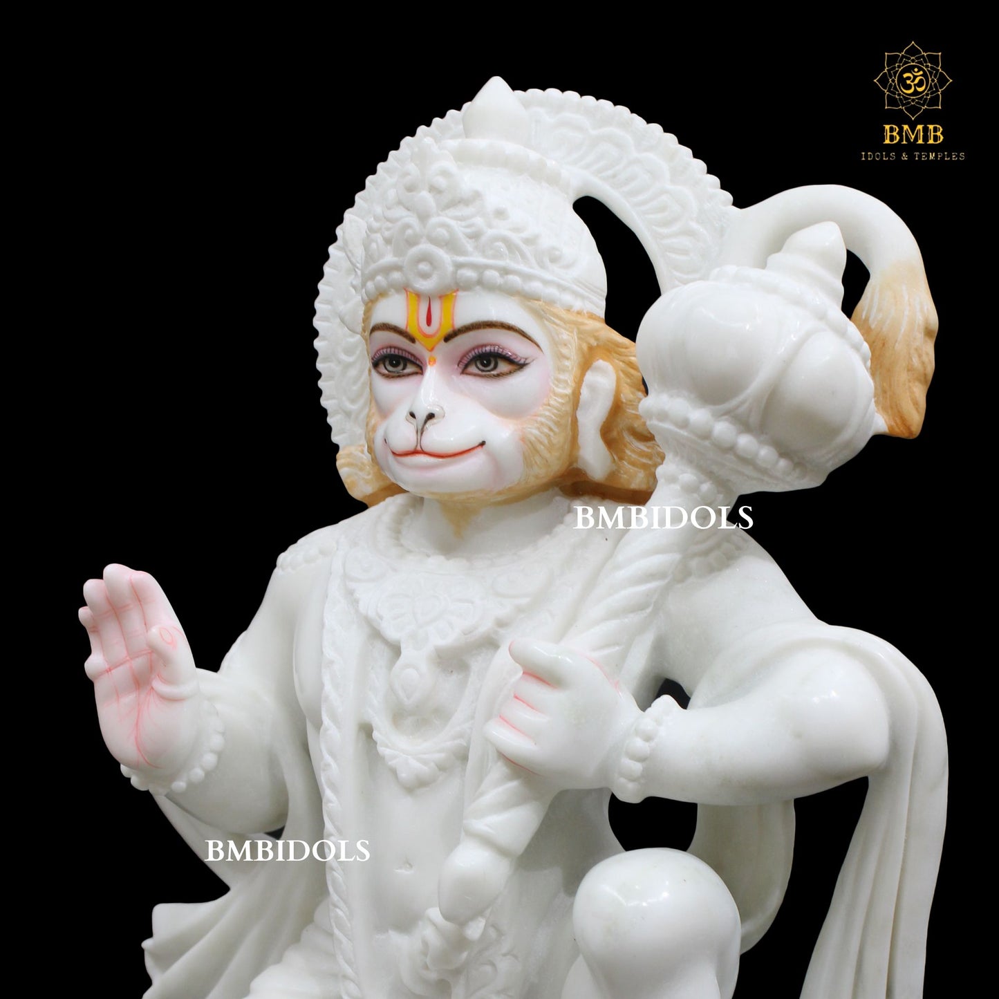 Marble Ashirwad Hanuman Statue made in Makrana Marble in 15inches