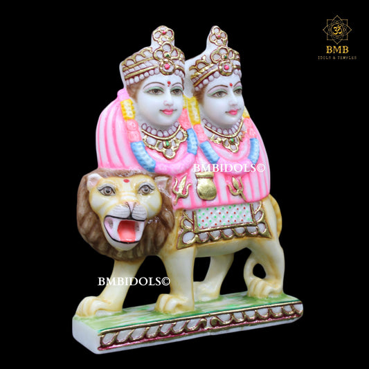 Marble Chamunda Mata Murti made in Makrana Marble in 12inches