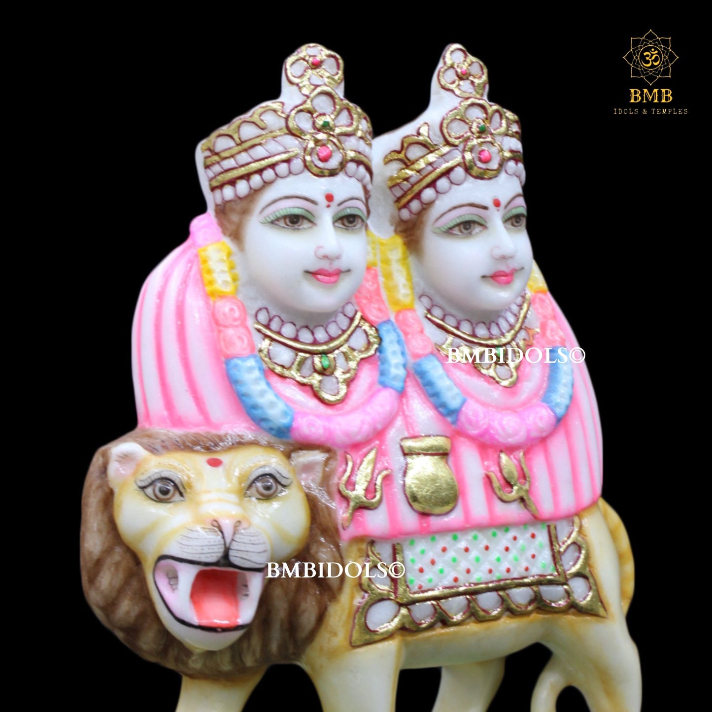 Marble Chamunda Mata Murti made in Makrana Marble in 12inches