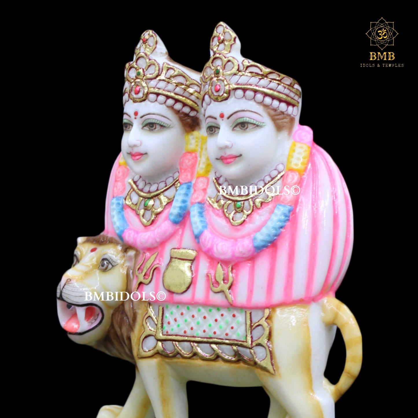 Marble Chamunda Mata Murti made in Makrana Marble in 12inches