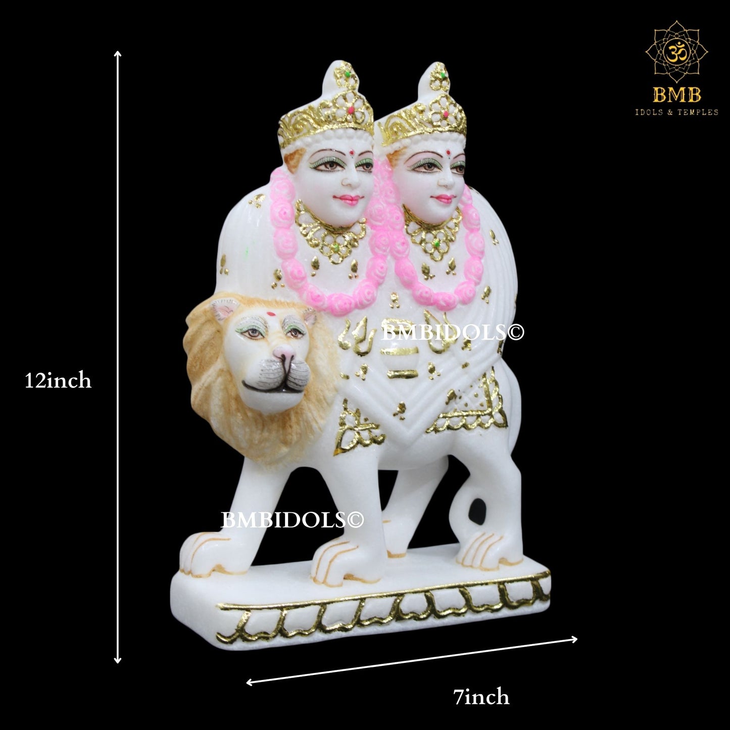 Marble Chamunda Murti made in Makrana Marble in 12inches