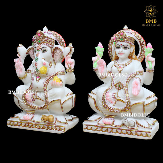 Marble Ganesh Lakshmi Statue made in Makrana Marble in 1feet