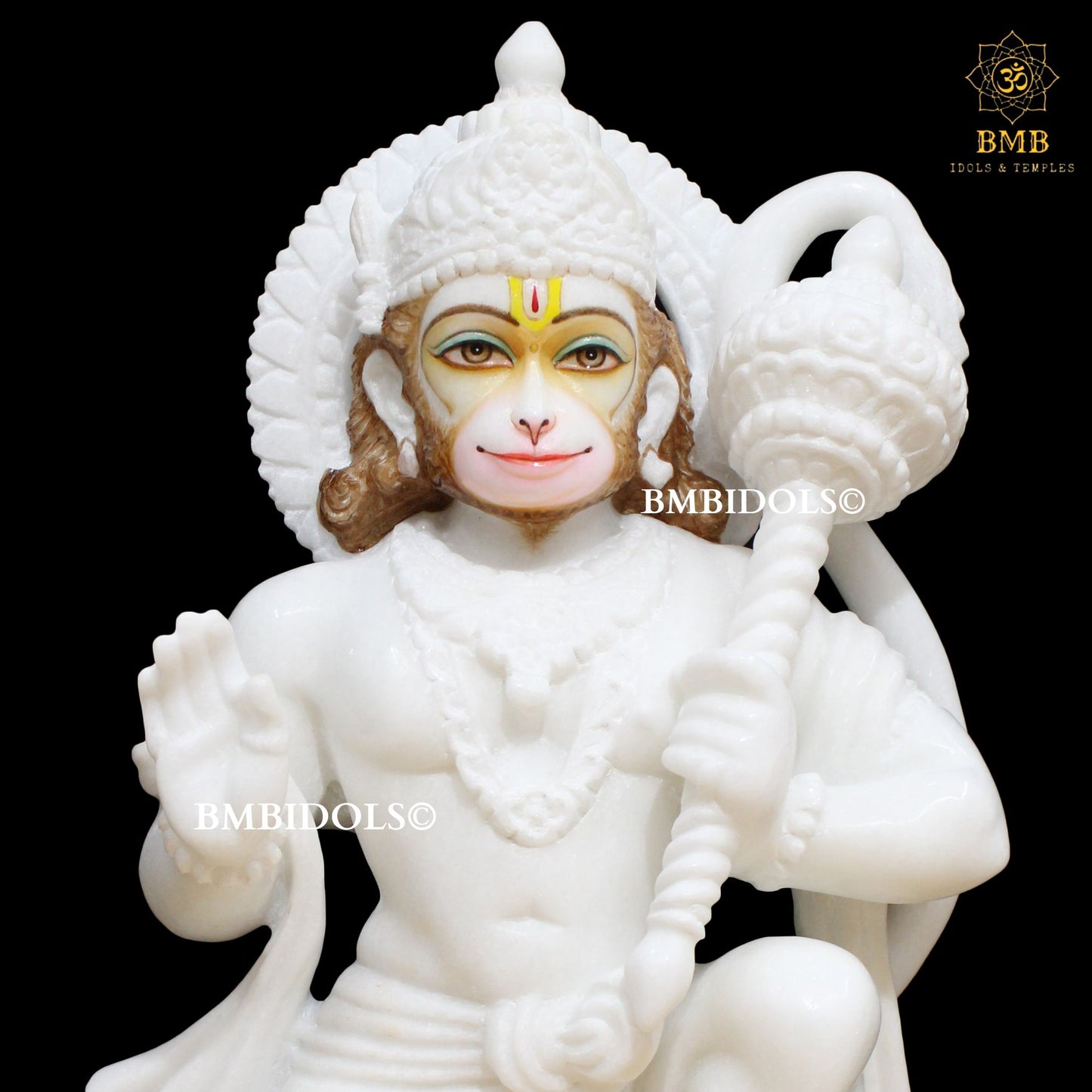 Marble Ashirwad Hanuman Statue made in 18inches for Homes and Temples