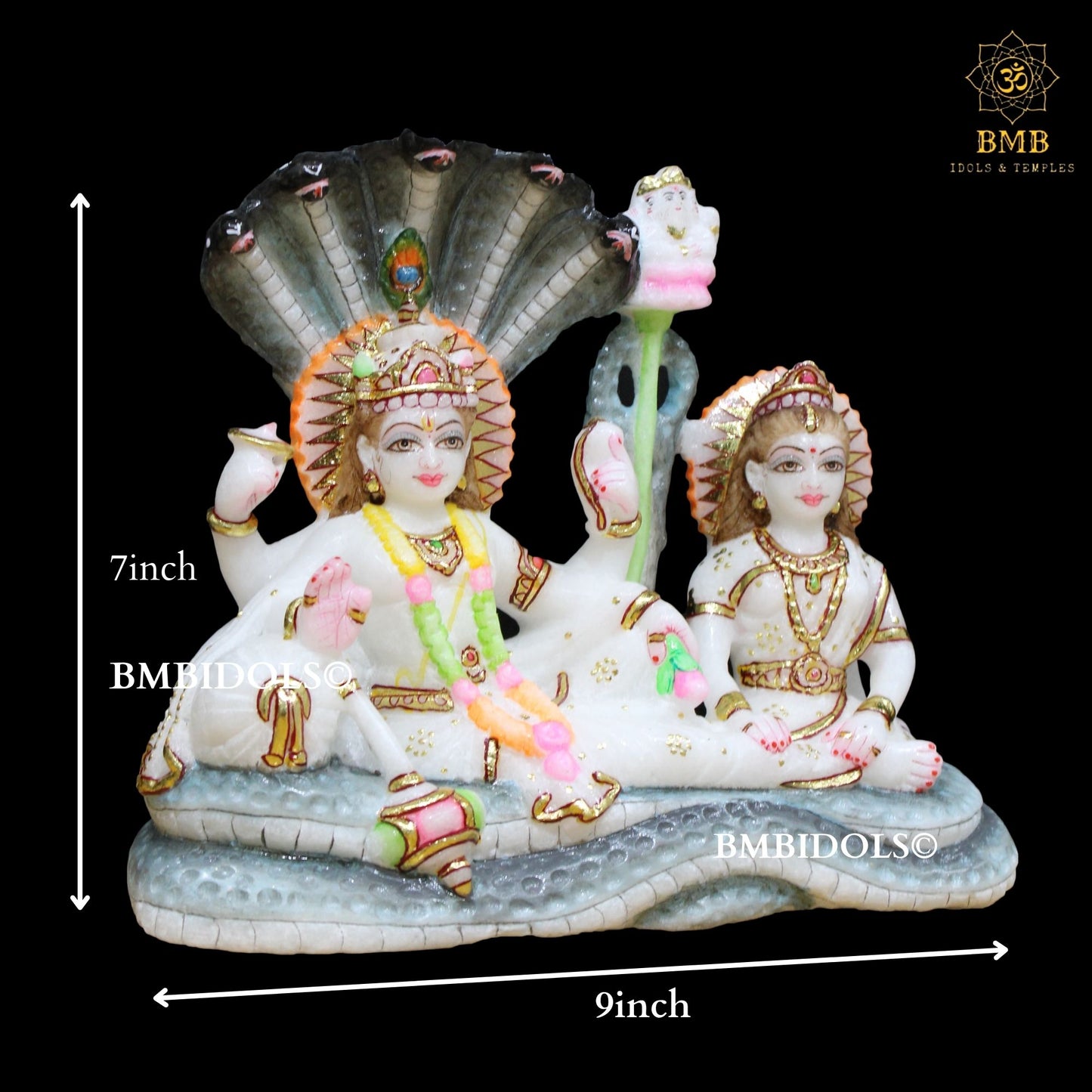 Lakshmi Narayan Marble Statue in 7inches for Home Temples