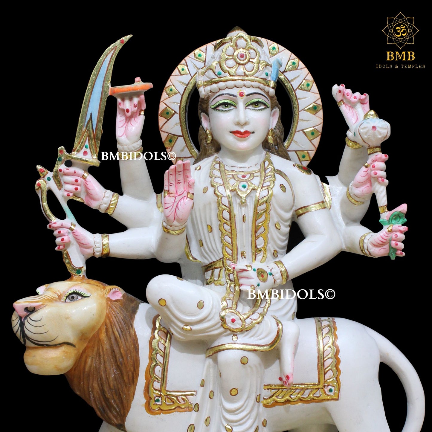 Marble Durga Mata Statue in 18inches for Homes & Temples