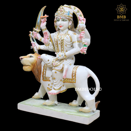 Marble Durga Mata Statue in 18inches for Homes & Temples