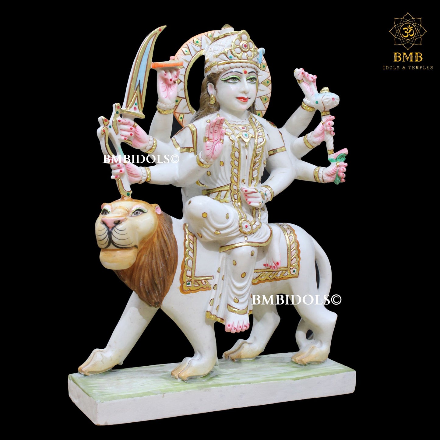 Marble Durga Mata Statue in 18inches for Homes & Temples